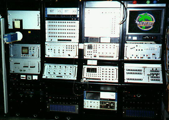 A complete Scanimate analog animation computer, packed with patch panels, scopes, knobs, and CRT displays